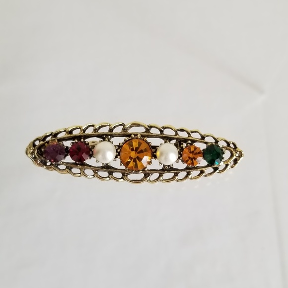 Vintage Gold Rhinestone Brooch - Picture 2 of 3